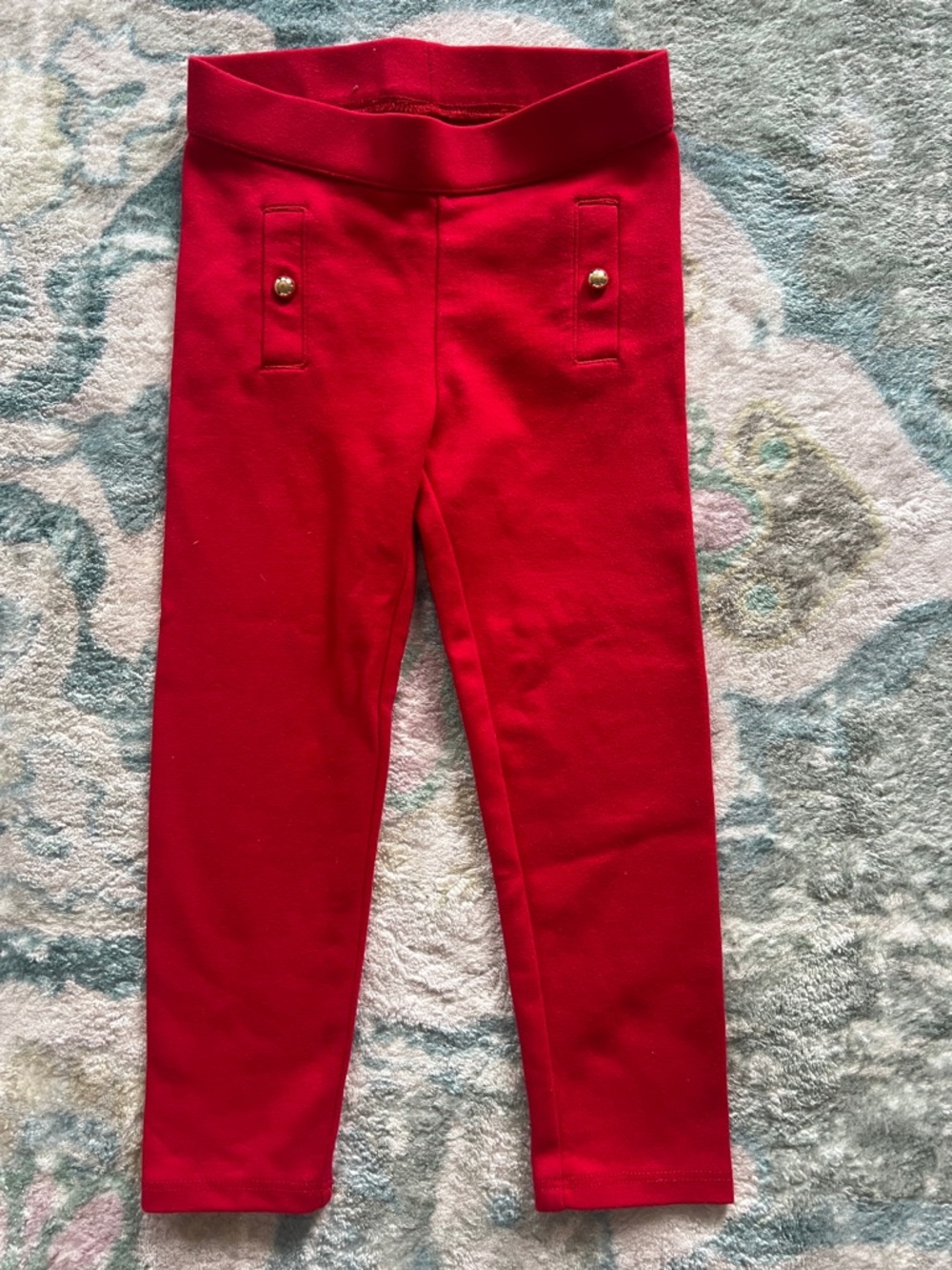 Janie and Jack Red Pull-On Leggings with Gold Studs